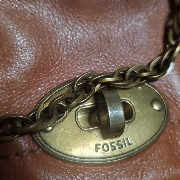 FOSSIL Hobo Shoulder Bag Purse Brown Leather & Suede Boho Festival - Picture 2 of 10